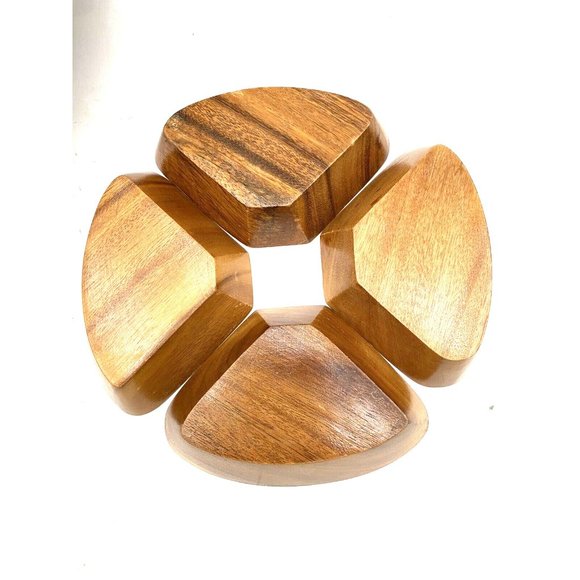 il_fullxfull.7168199321_5q61.jpg vintage MCM wooden lazy Susan with 4 removal trays with center rack, side rails